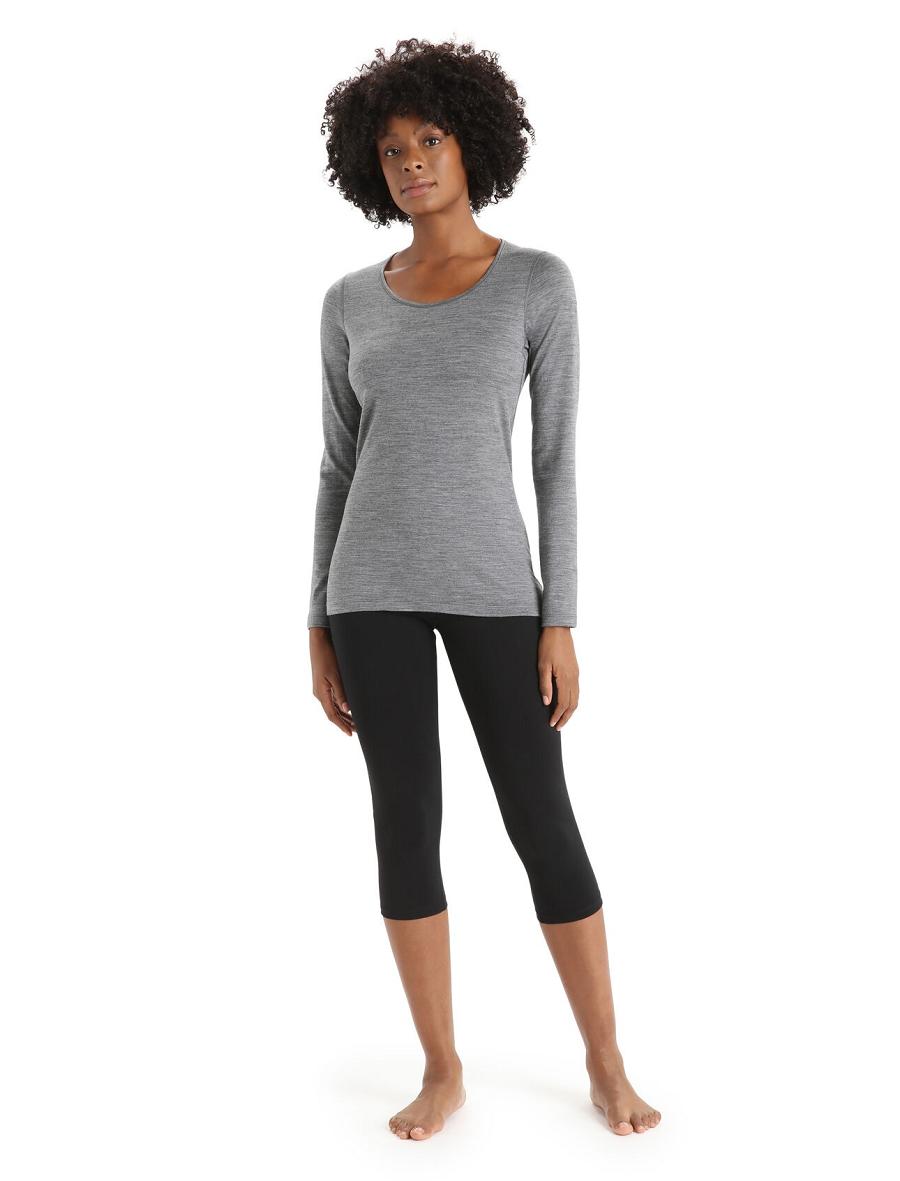 Icebreaker Merino 200 Oasis Long Sleeve Scoop Neck Thermal Top Naisten Base Layers Harmaat | FI 1876QMAZ